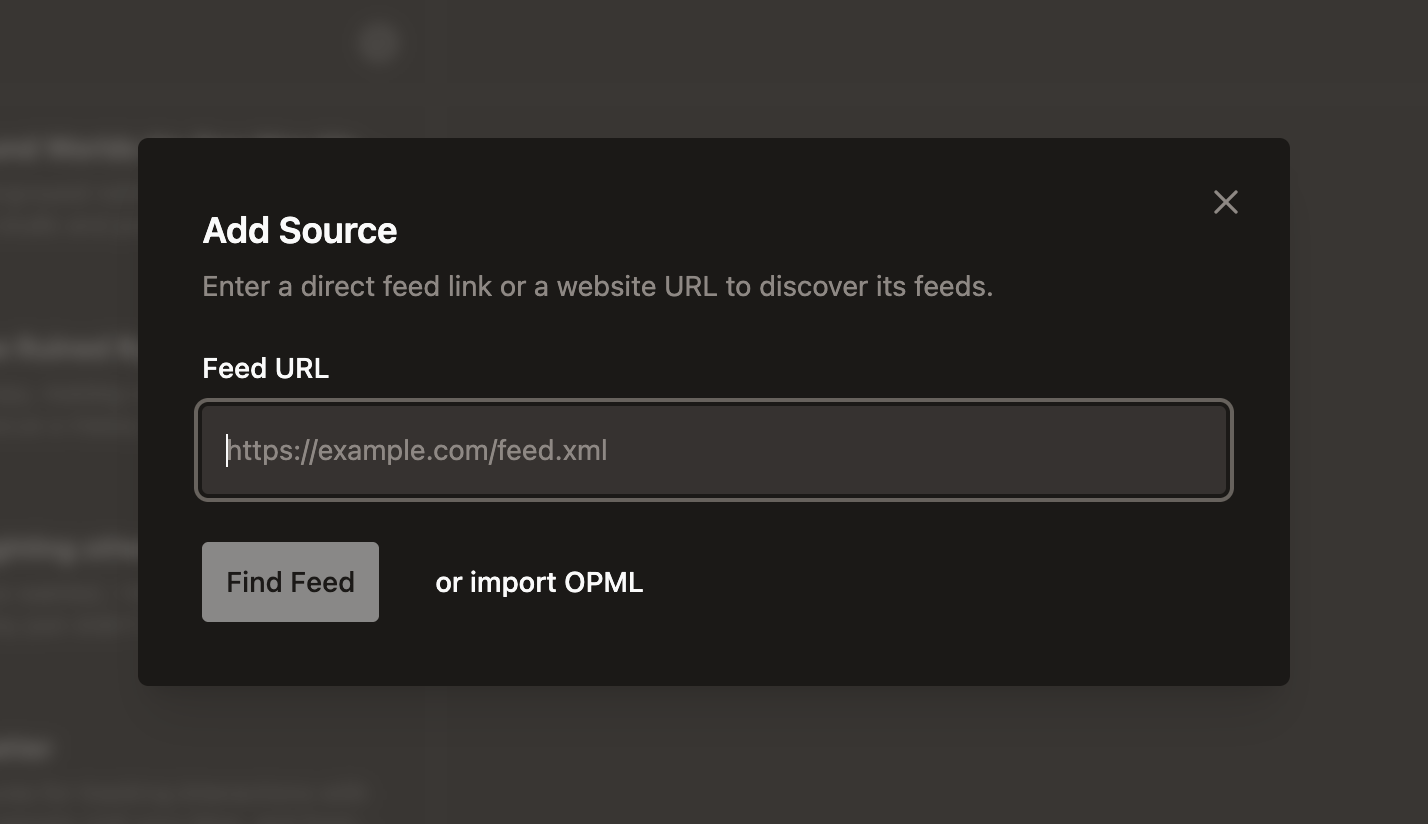 Add Source screen
